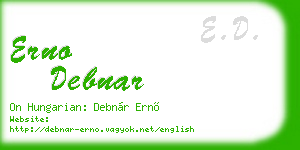erno debnar business card
