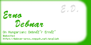 erno debnar business card